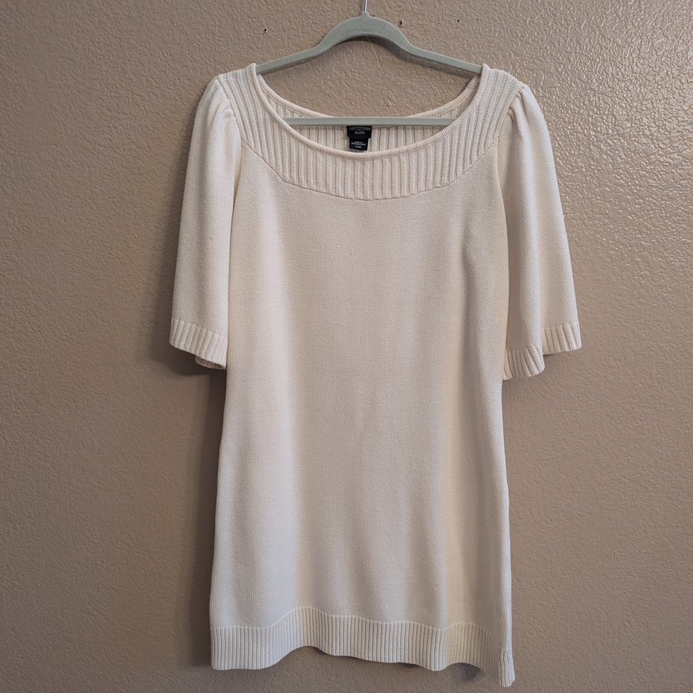 Canyon River Blues Cream Ivory Knit Short Sleeve Mini Dress